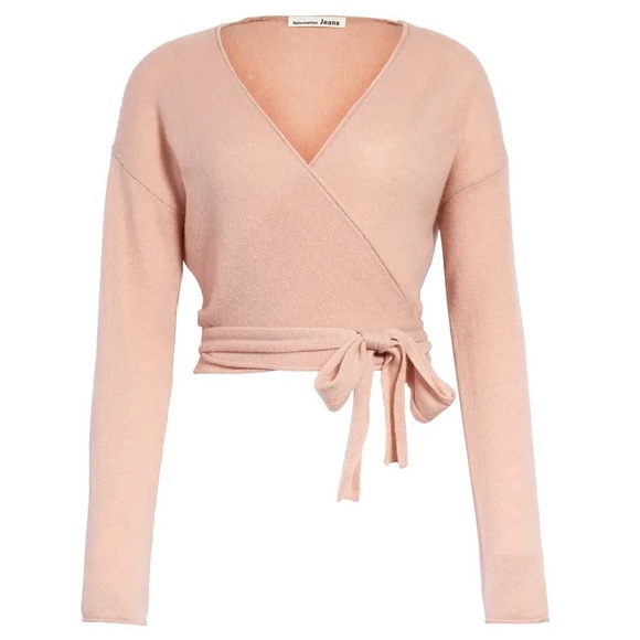 NWOT Reformation 100% cashmere wrap tie baby pink sweater 💕 - Picture 4 of 5